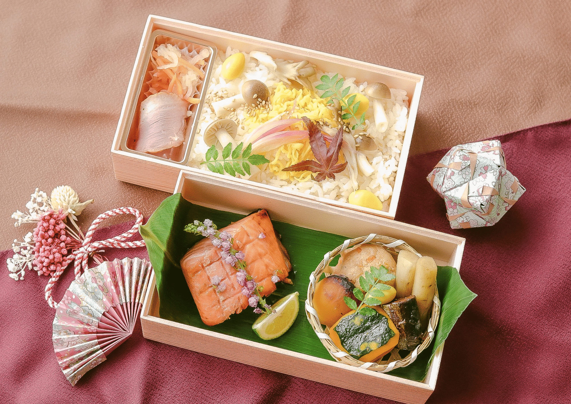 1-M 【初紅葉】鮭柚庵焼きと秋の味覚と季節のちらし寿司🍁🍂